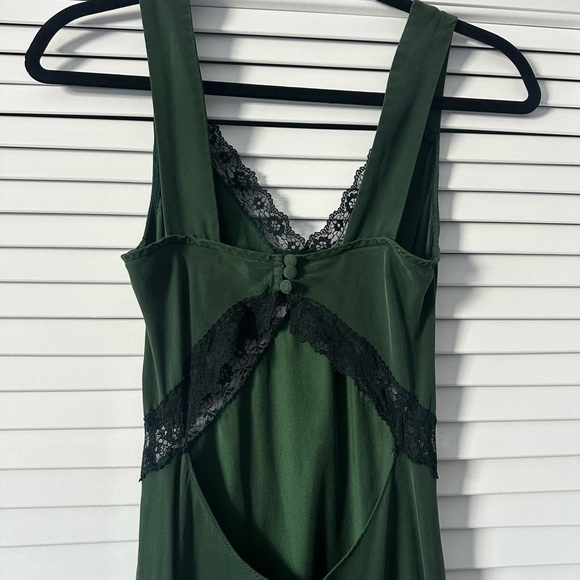 Reformation Dark Green Maxi Dress with Lace Detail - Picture 2 of 5